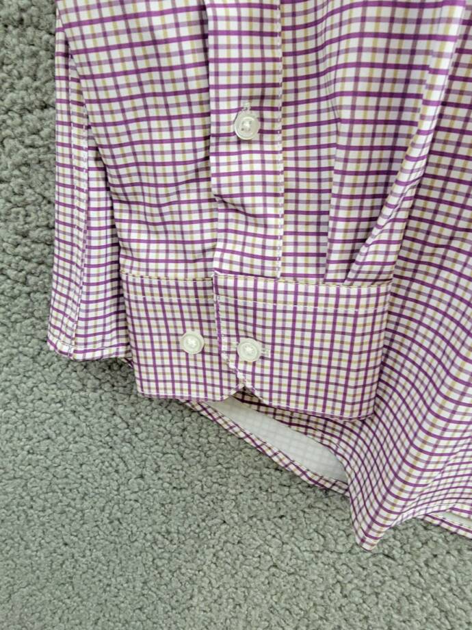 Tayion Collection Slim-Fit Plaid Dress Shirt Men's L 16-16.5 34-35 Purple Multi