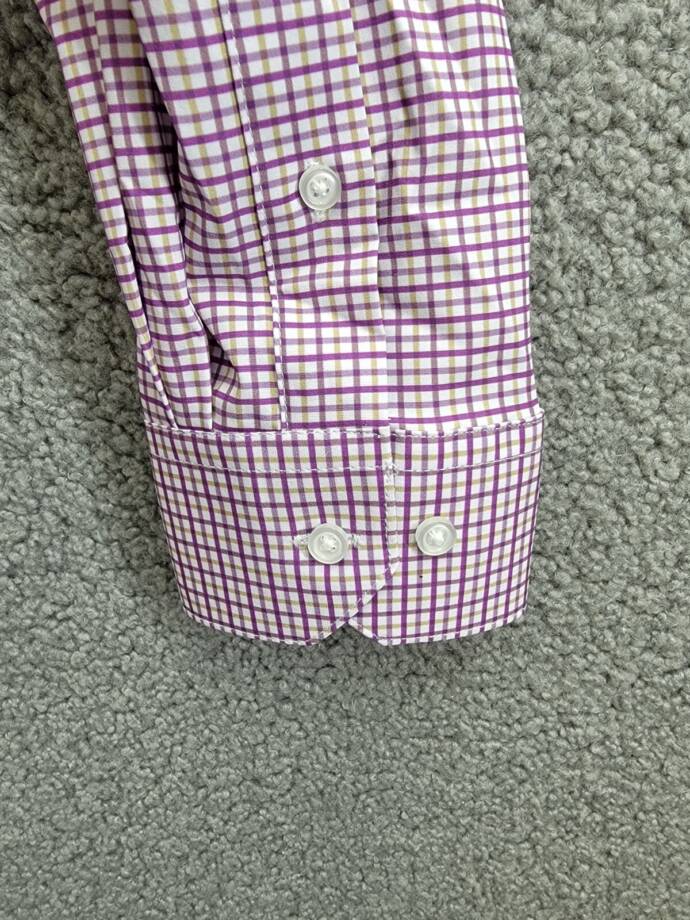 Tayion Collection Slim-Fit Plaid Dress Shirt Men's L 16-16.5 34-35 Purple Multi