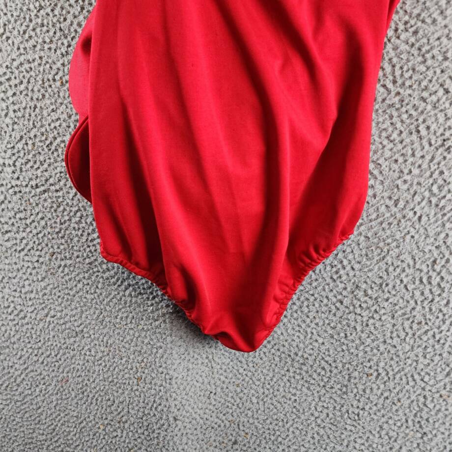 Another Mode 3D Flower Appliques Designer One Shoulder Bodysuits Women's M Red