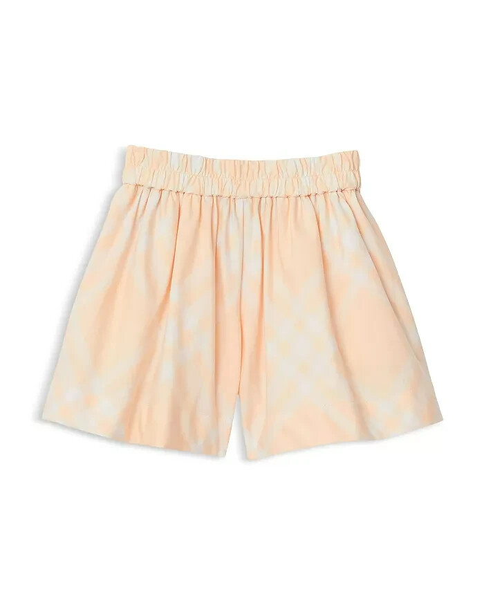 Burberry Marcy Check Shorts Big Girls 12M Pastel Peach Elastic Waist Pull On