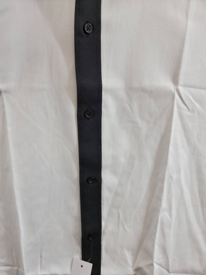 Tayion Collection Slim-Fit Black Trim Solid Dress Shirt Men's XL 17-17.5 34-35