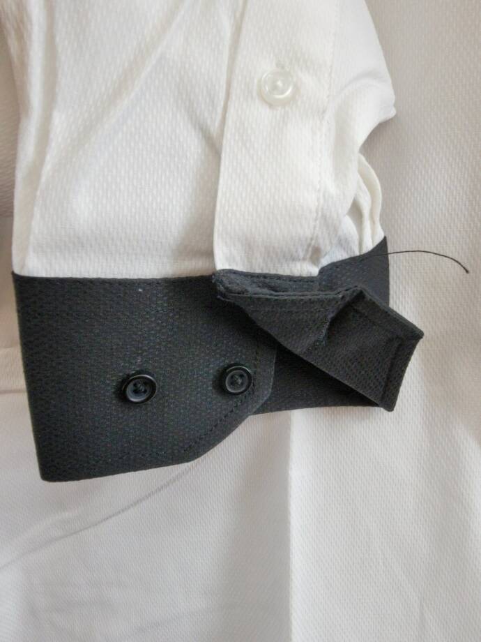 Tayion Collection Slim-Fit Black Trim Solid Dress Shirt Men's XL 17-17.5 34-35