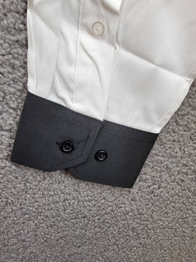 Tayion Collection Slim-Fit Black Trim Solid Dress Shirt Men's XL 17-17.5 34-35