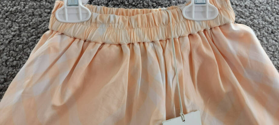Burberry Marcy Check Shorts Big Girls 12M Pastel Peach Elastic Waist Pull On