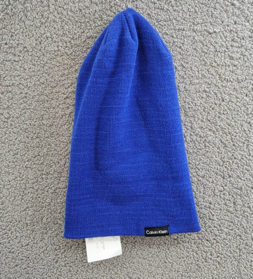 Calvin Klein Foldover-Cuff Double-Layered Beanie Women's One Size Blue Solid