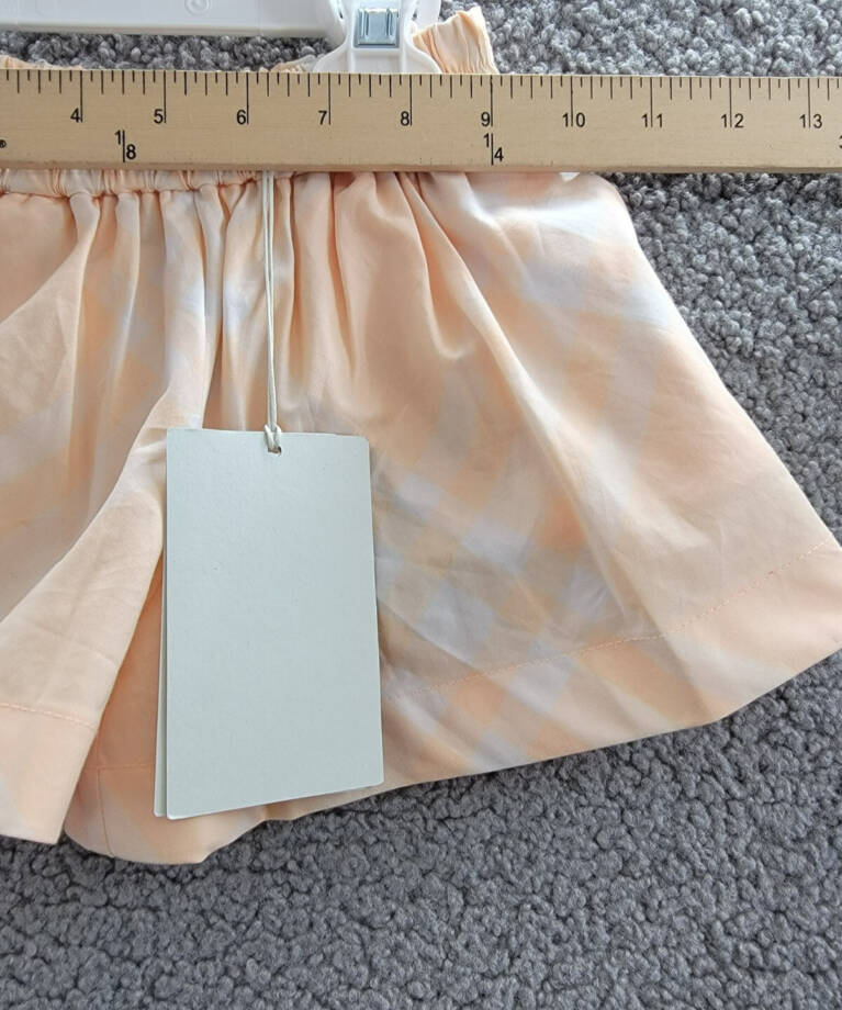 Burberry Marcy Check Shorts Big Girls 12M Pastel Peach Elastic Waist Pull On