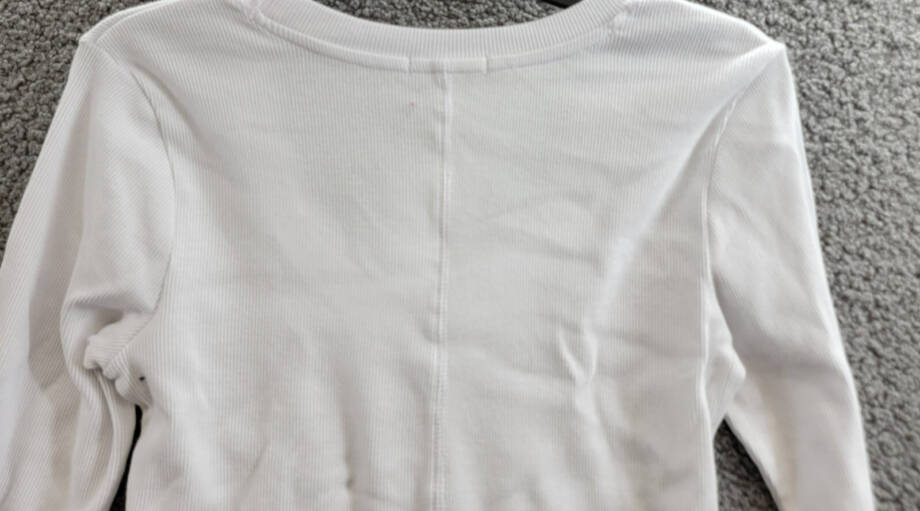 Z Supply Sirena Ribbed Long Sleeve Tee Women's M White Solid Scoop Neck Pullover