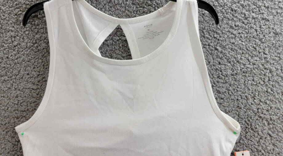 AQUA Athletic Double Twist Back Tank Top Women's M White Sleeveless Pullover