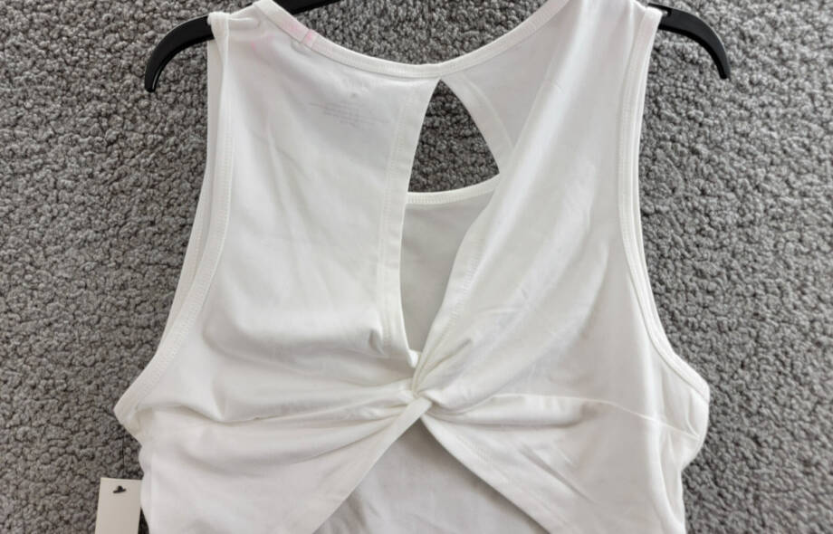 AQUA Athletic Double Twist Back Tank Top Women's M White Sleeveless Pullover