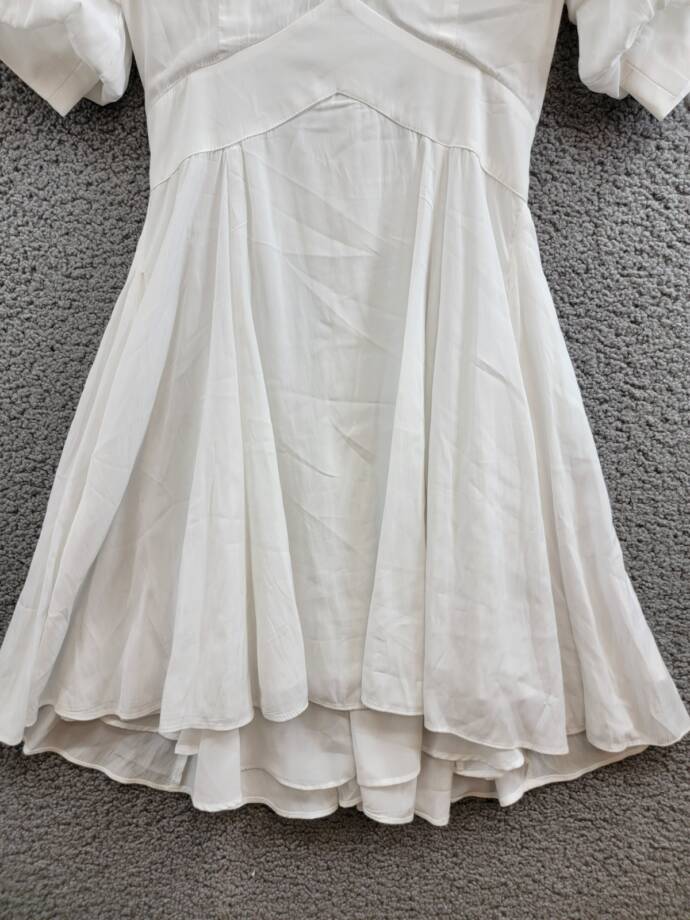 1.STATE Bubble Sleeve V-Neck Dress Women's XS New Ivory Short Sleeve Back Zip