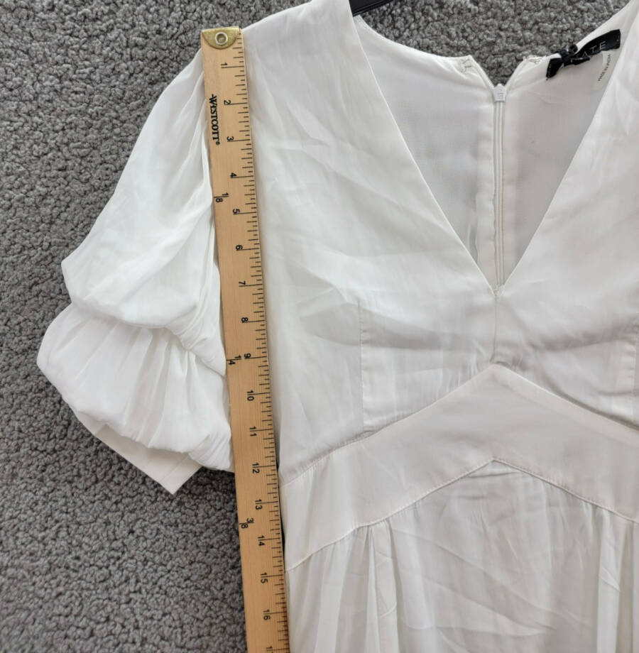 1.STATE Bubble Sleeve V-Neck Dress Women's XS New Ivory Short Sleeve Back Zip
