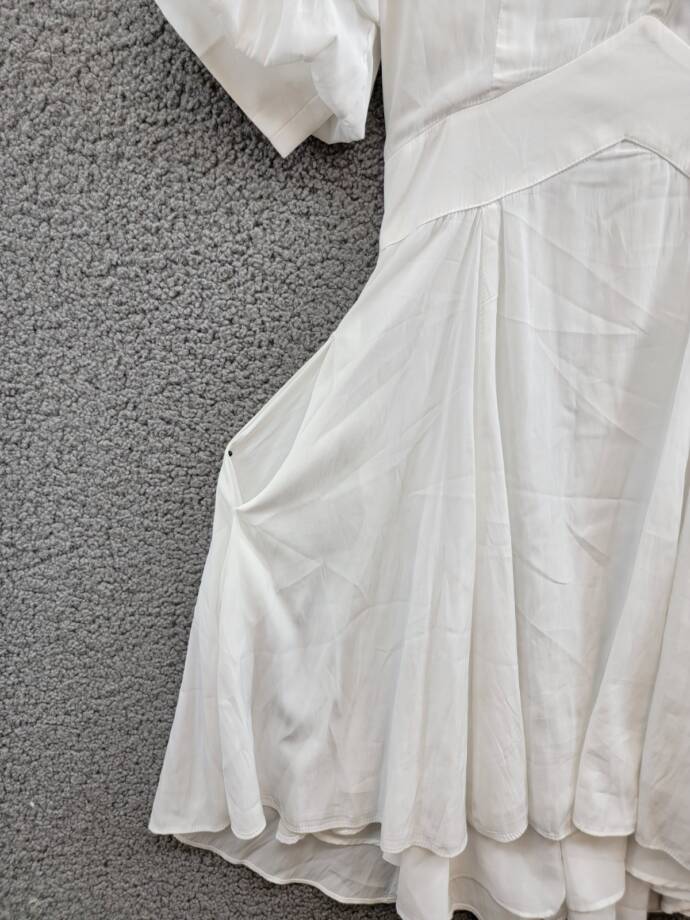 1.STATE Bubble Sleeve V-Neck Dress Women's XS New Ivory Short Sleeve Back Zip