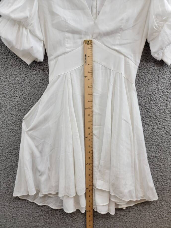 1.STATE Bubble Sleeve V-Neck Dress Women's XS New Ivory Short Sleeve Back Zip