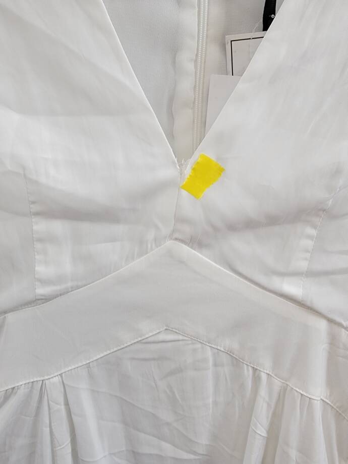 1.STATE Bubble Sleeve V-Neck Dress Women's XS New Ivory Short Sleeve Back Zip