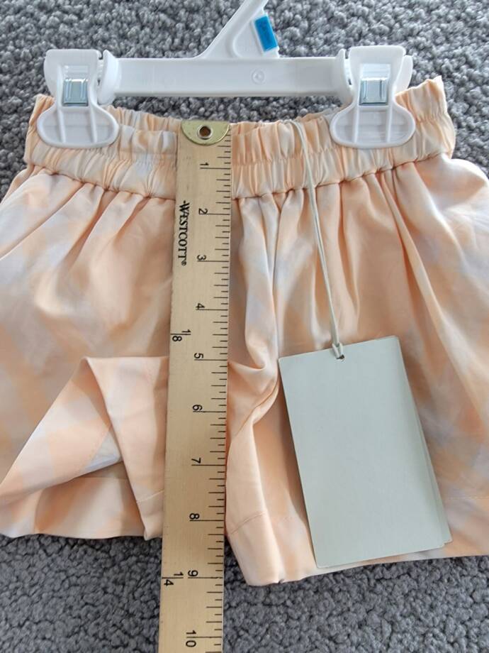 Burberry Marcy Check Shorts Big Girls 12M Pastel Peach Elastic Waist Pull On