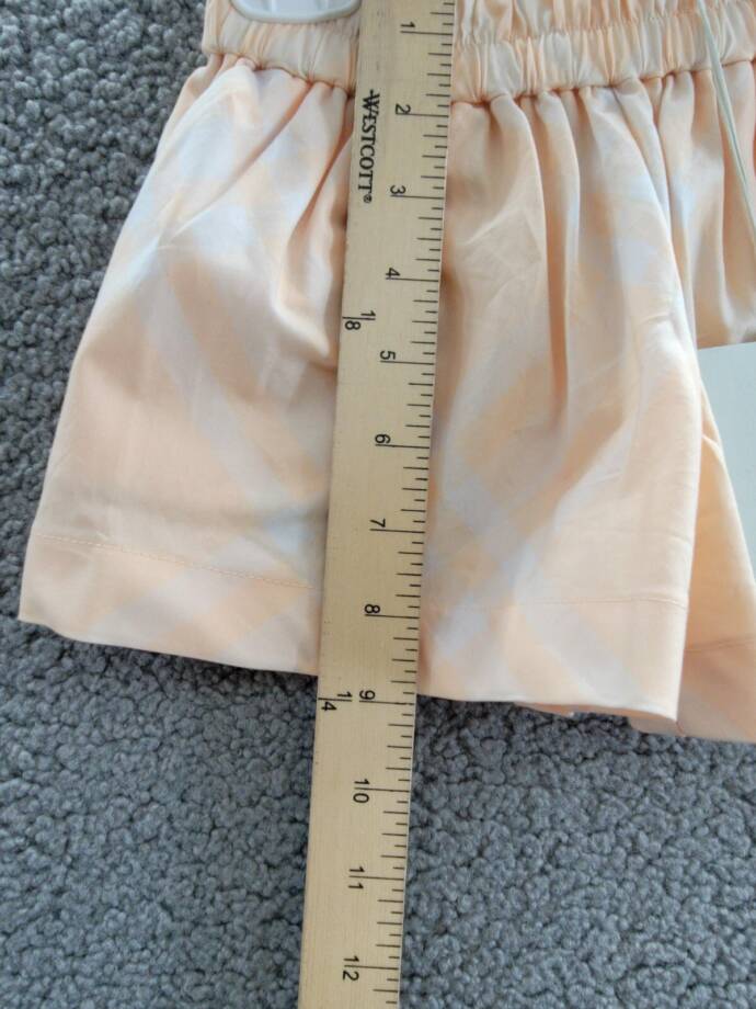 Burberry Marcy Check Shorts Big Girls 12M Pastel Peach Elastic Waist Pull On