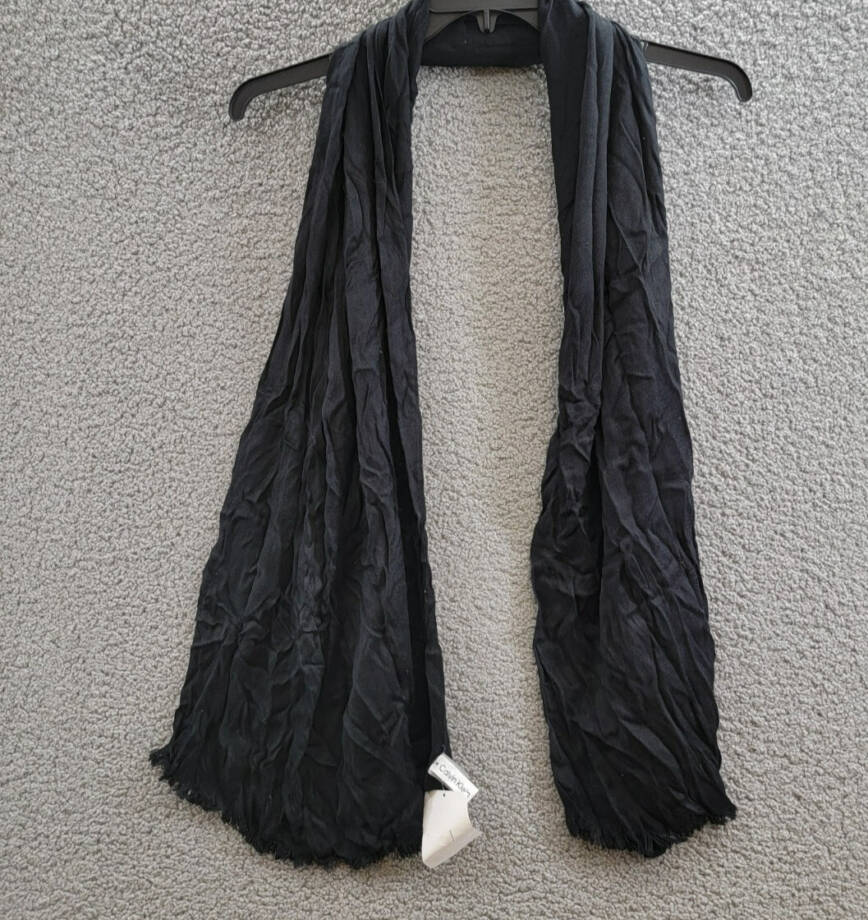 Calvin Klein Solid Pashmina Scarf Women's One Size Black Fringe Hem