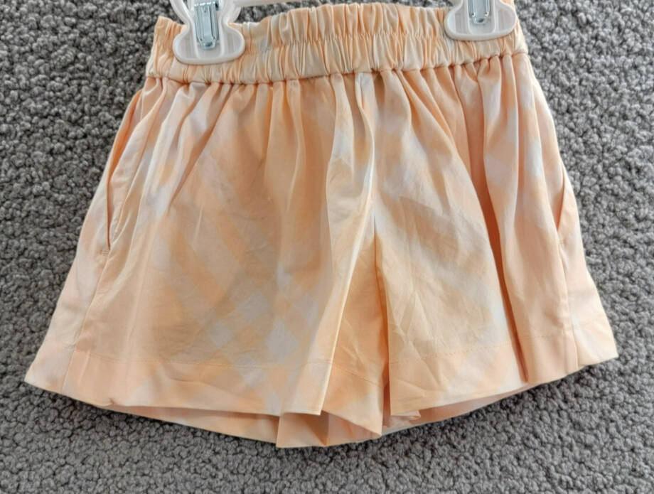 Burberry Marcy Check Shorts Big Girls 12M Pastel Peach Elastic Waist Pull On