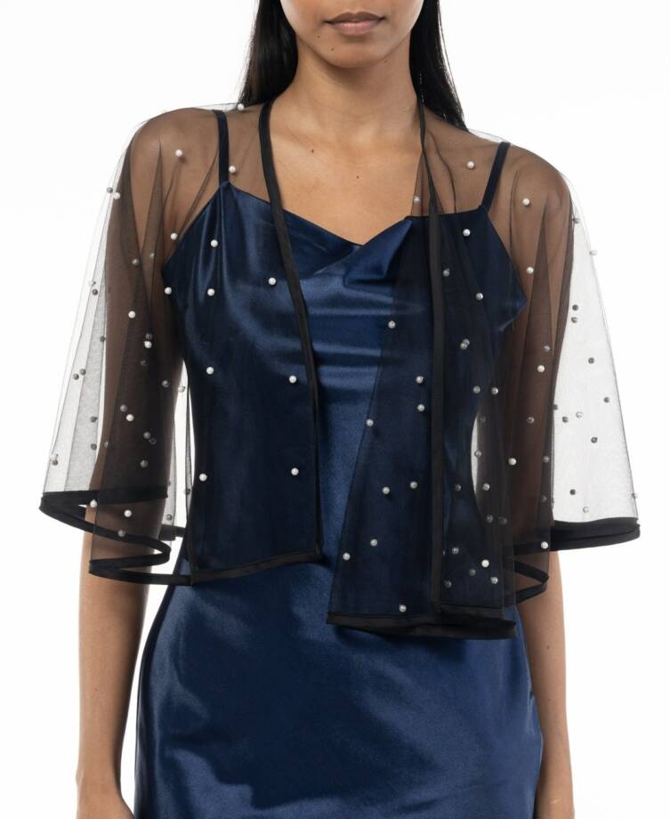 I.N.C. International Concepts Embellished Capelet Women's O/S Black Open Front