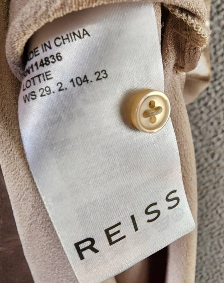 REISS Lottie Metallic Maxi Dress Women's 6 Silver Scoop Neck Back Button Closure