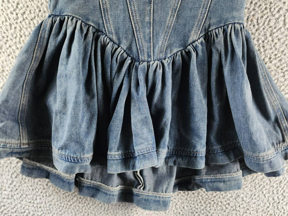 Madonna & Co Sweetheart Neck Corset Denim Top Women's S Blue Back Zip Closure