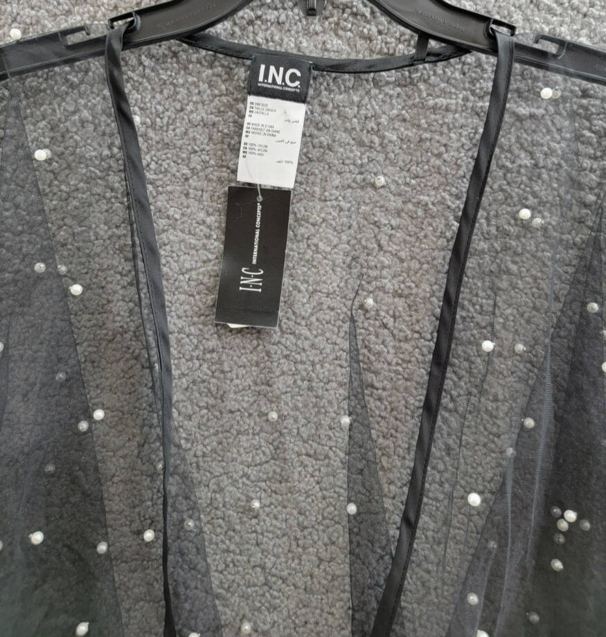 I.N.C. International Concepts Embellished Capelet Women's O/S Black Open Front
