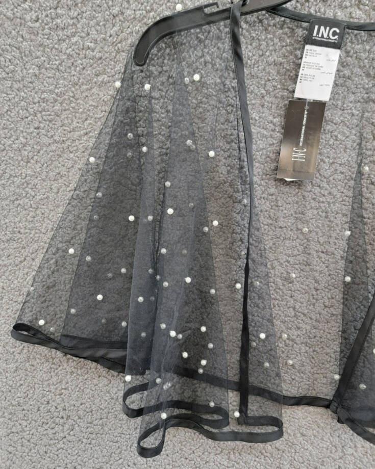 I.N.C. International Concepts Embellished Capelet Women's O/S Black Open Front