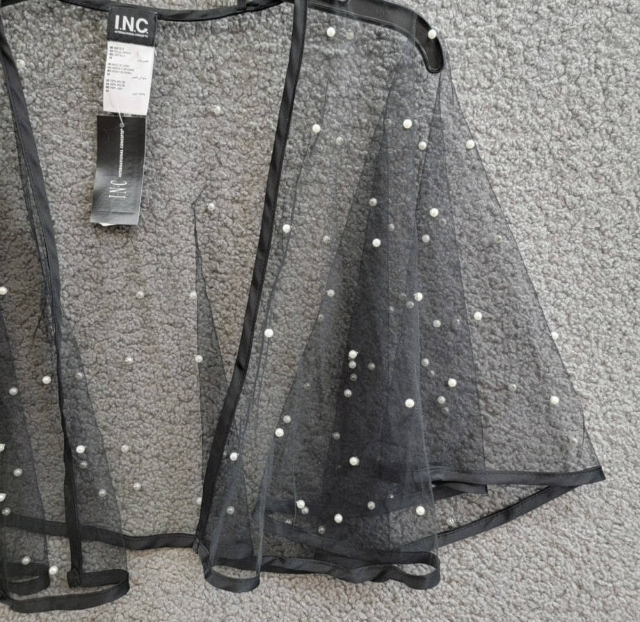 I.N.C. International Concepts Embellished Capelet Women's O/S Black Open Front