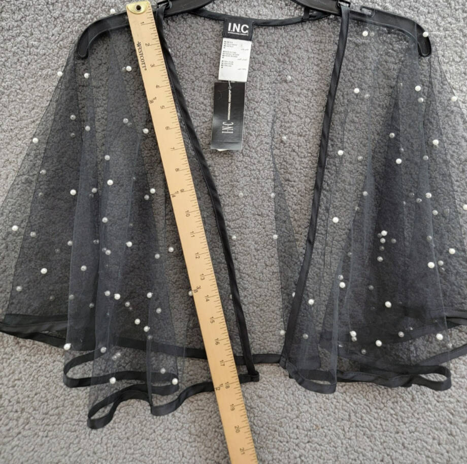 I.N.C. International Concepts Embellished Capelet Women's O/S Black Open Front