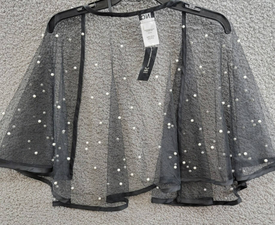 I.N.C. International Concepts Embellished Capelet Women's O/S Black Open Front