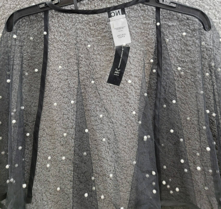 I.N.C. International Concepts Embellished Capelet Women's O/S Black Open Front