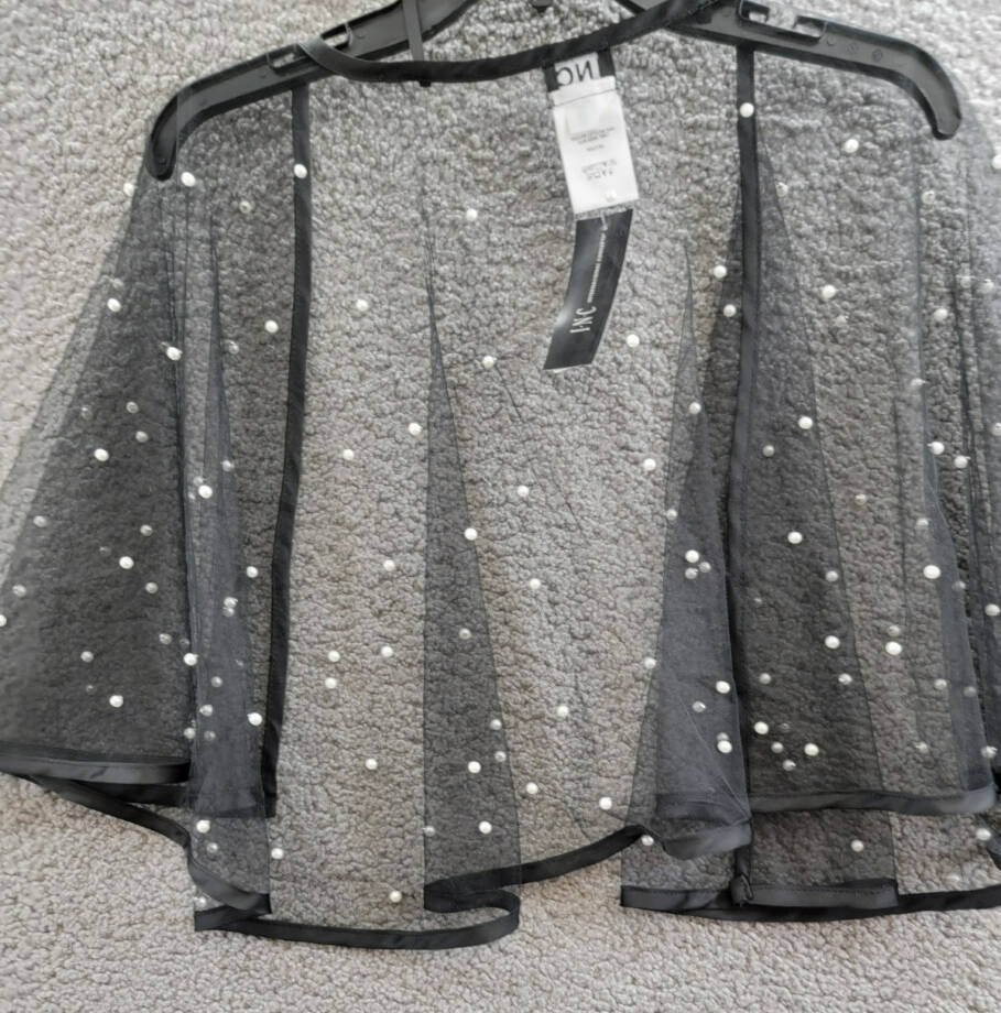 I.N.C. International Concepts Embellished Capelet Women's O/S Black Open Front