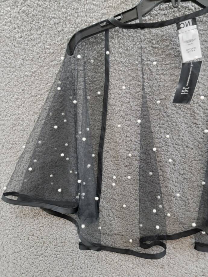 I.N.C. International Concepts Embellished Capelet Women's O/S Black Open Front