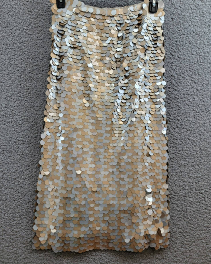 Lafayette 148 New York Embellished Pencil Skirt Women's S Metallic Multi Zipped