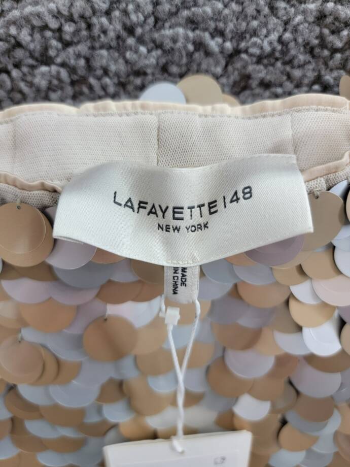 Lafayette 148 New York Embellished Pencil Skirt Women's S Metallic Multi Zipped