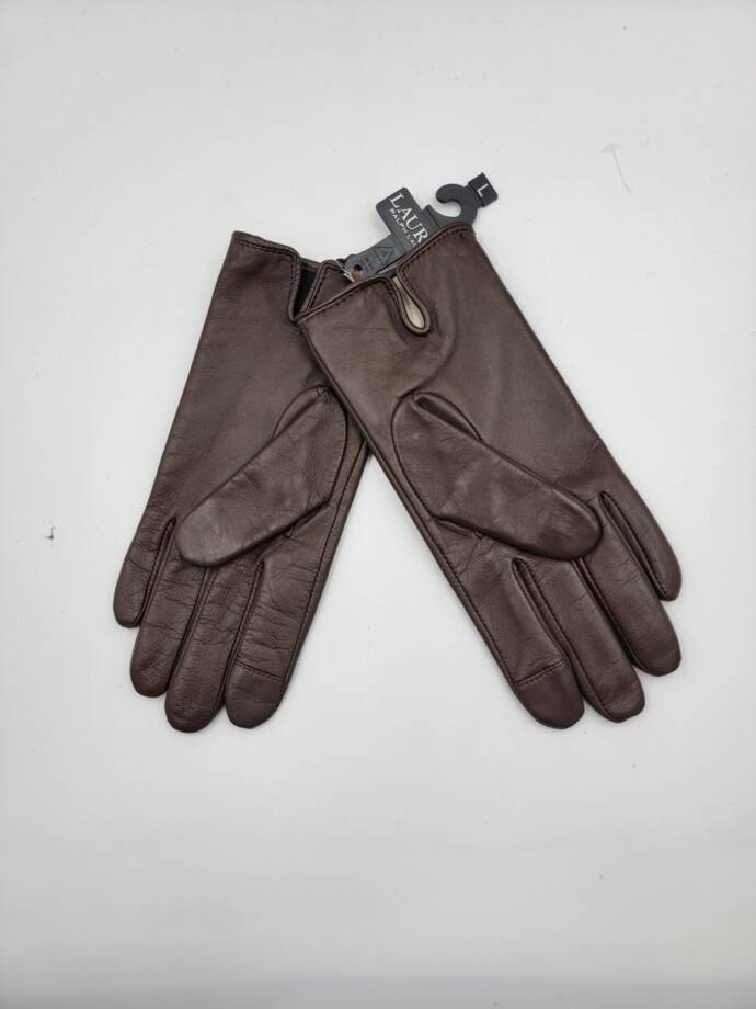 Lauren Ralph Lauren Oval Logo Leather Touch Gloves Women's L Country Brown