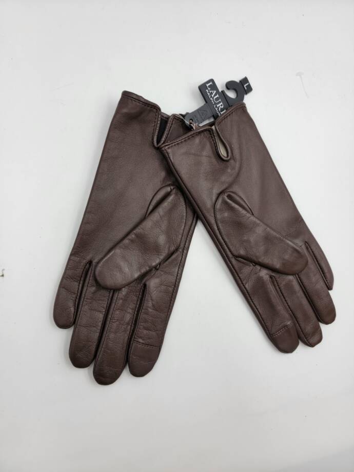 Lauren Ralph Lauren Oval Logo Leather Touch Gloves Women's L Country Brown