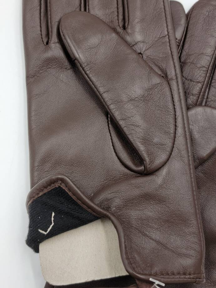 Lauren Ralph Lauren Oval Logo Leather Touch Gloves Women's L Country Brown