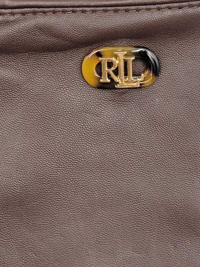 Lauren Ralph Lauren Oval Logo Leather Touch Gloves Women's L Country Brown