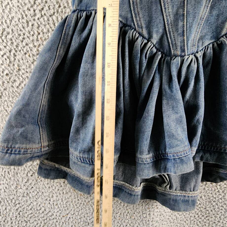 Madonna & Co Sweetheart Neck Corset Denim Top Women's S Blue Back Zip Closure
