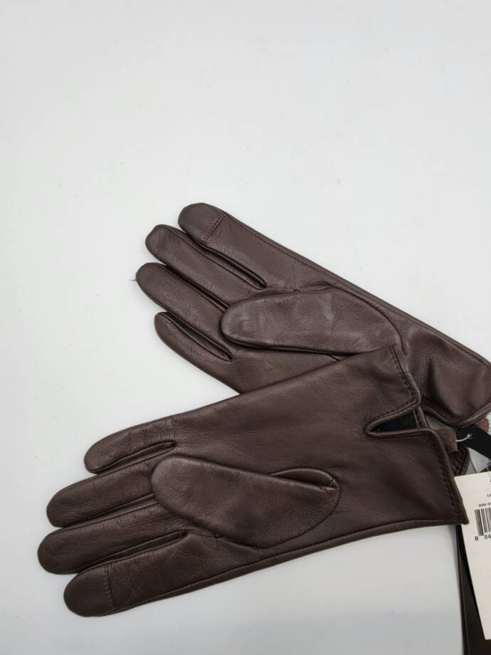 Lauren Ralph Lauren Oval Logo Leather Touch Gloves Women's L Country Brown