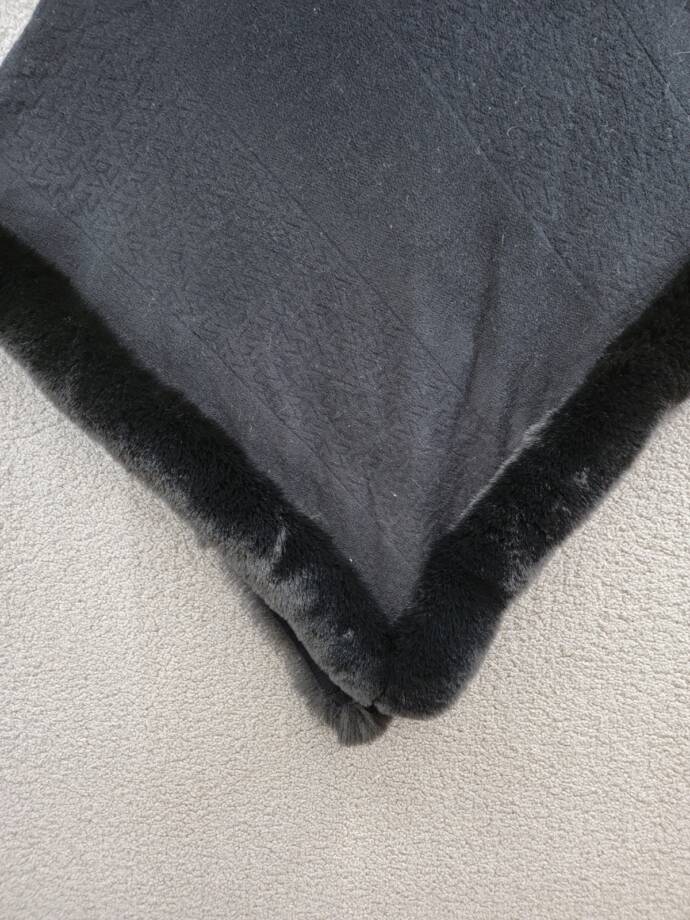 Adrienne Landau Faux Fur Trim Poncho Women's One Size Black Pullover Style