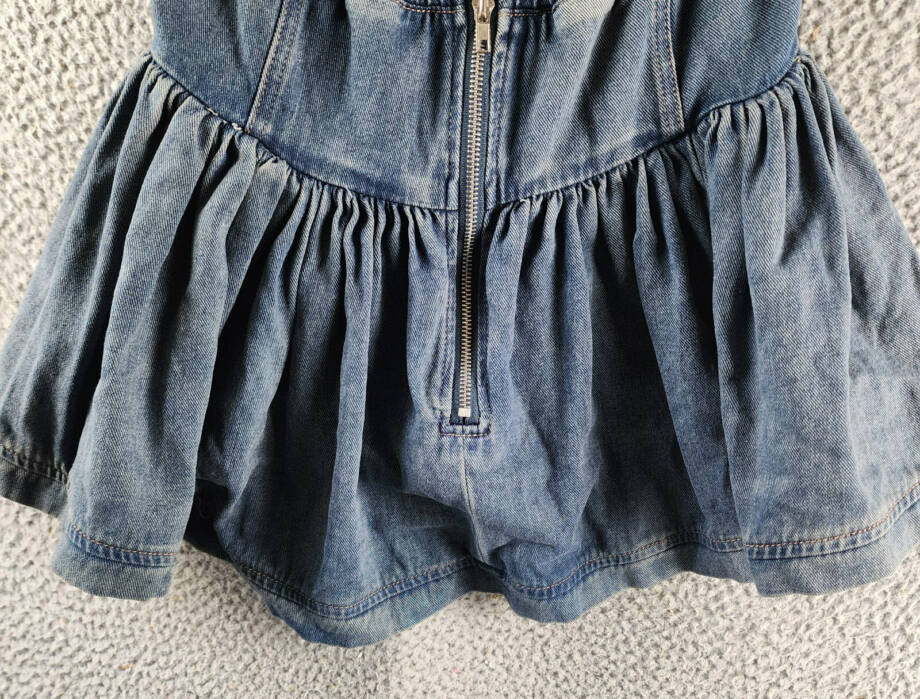 Madonna & Co Sweetheart Neck Corset Denim Top Women's S Blue Back Zip Closure