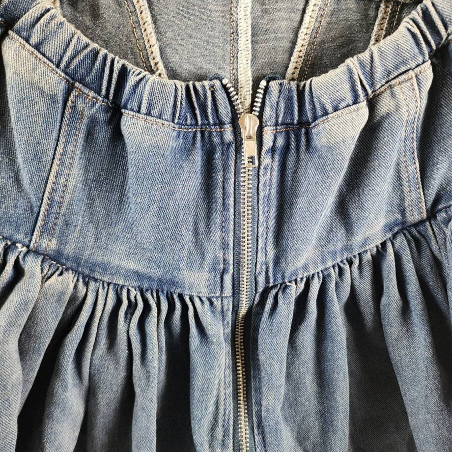 Madonna & Co Sweetheart Neck Corset Denim Top Women's S Blue Back Zip Closure