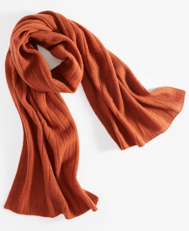Charter Club Ribbed 100% Cashmere Scarf Women's One Size Bronze Pecan