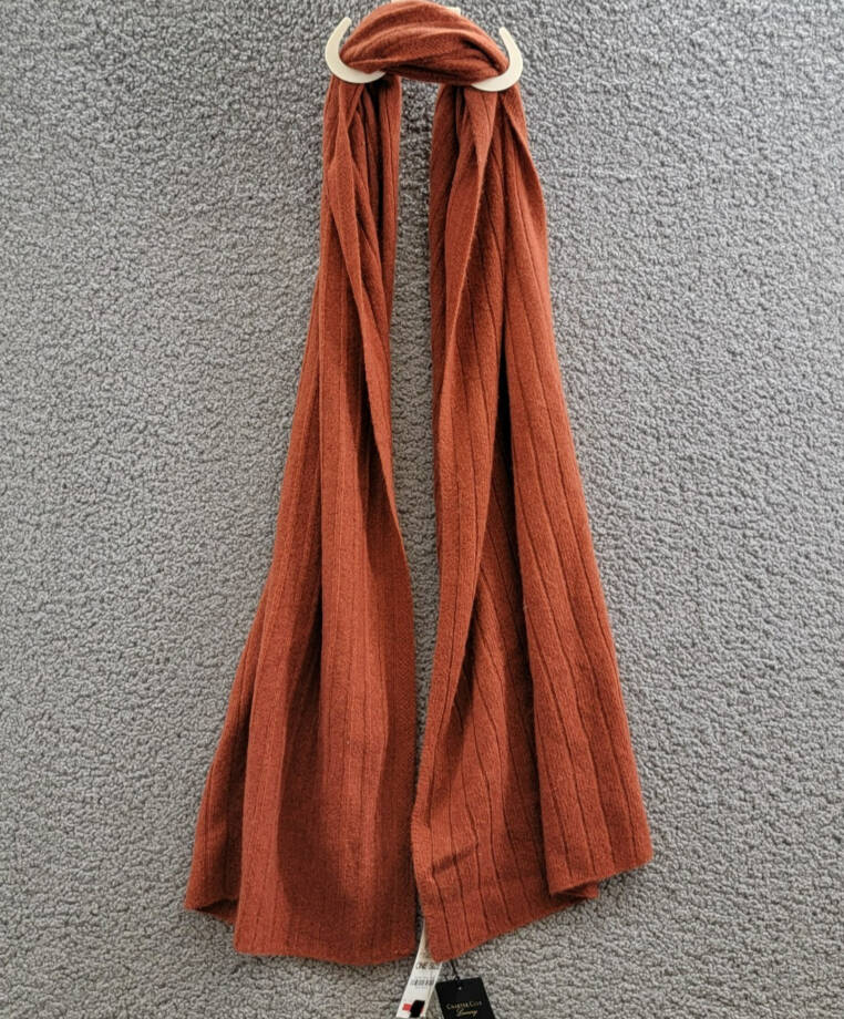 Charter Club Ribbed 100% Cashmere Scarf Women's One Size Bronze Pecan