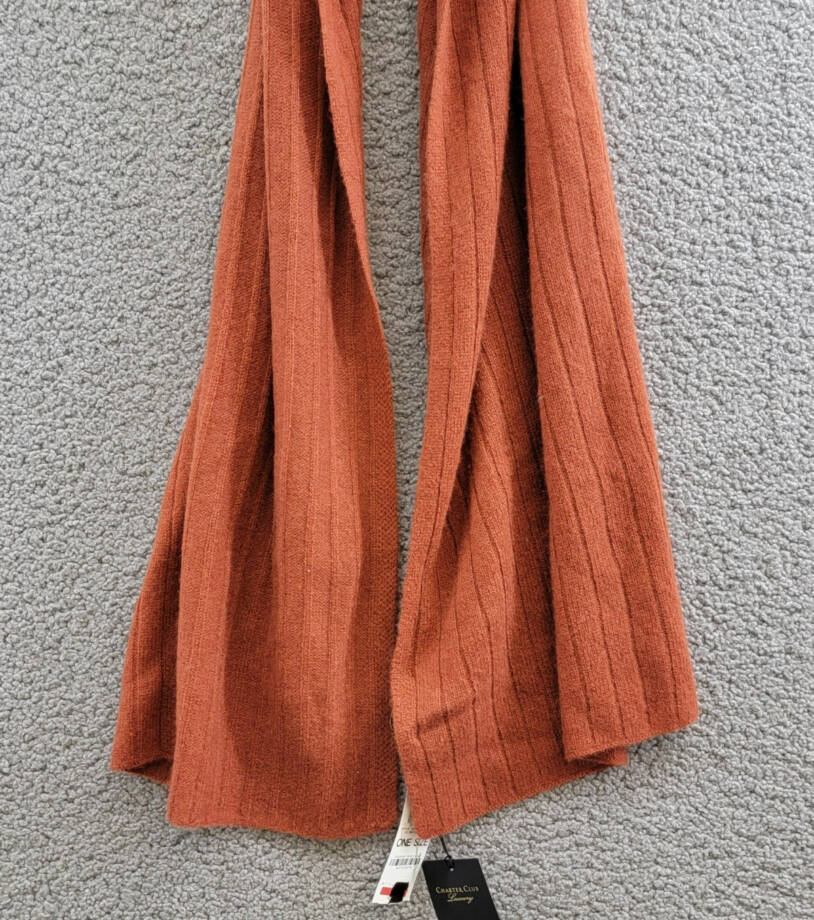 Charter Club Ribbed 100% Cashmere Scarf Women's One Size Bronze Pecan