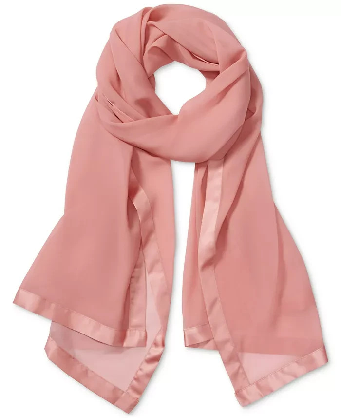 Calvin Klein Elegant Satin-Trim Chiffon Evening Wrap Womens One Size Desert Rose