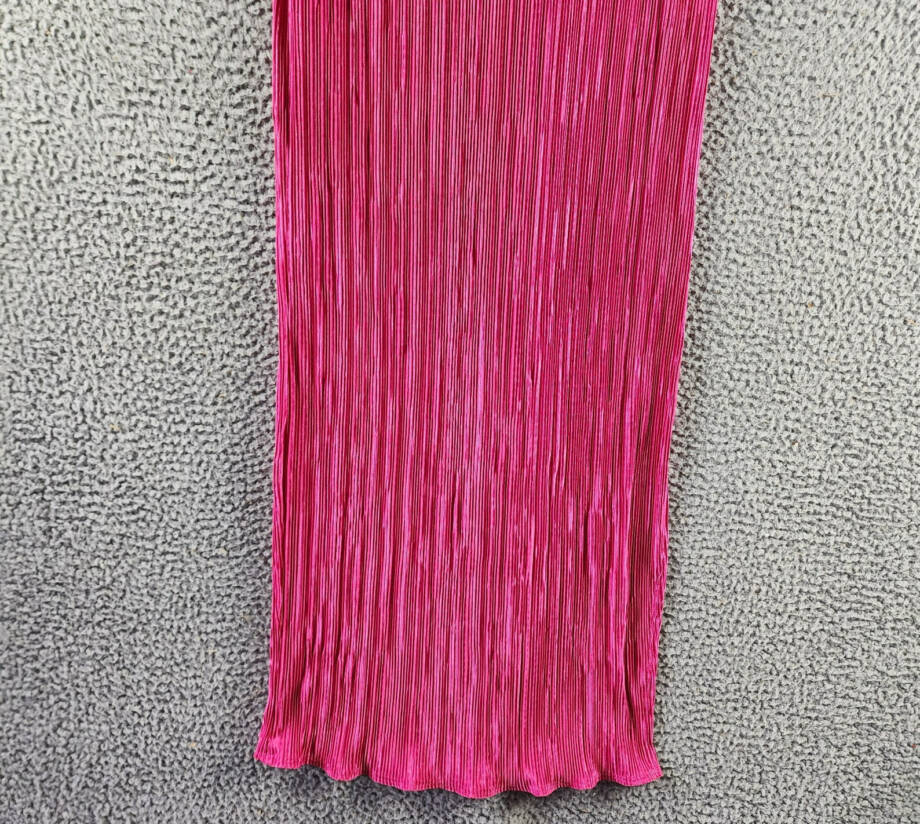 Renee C. Plisse Side Slit Maxi Skirt Women's S Pink Solid Elastic Waist Pull On