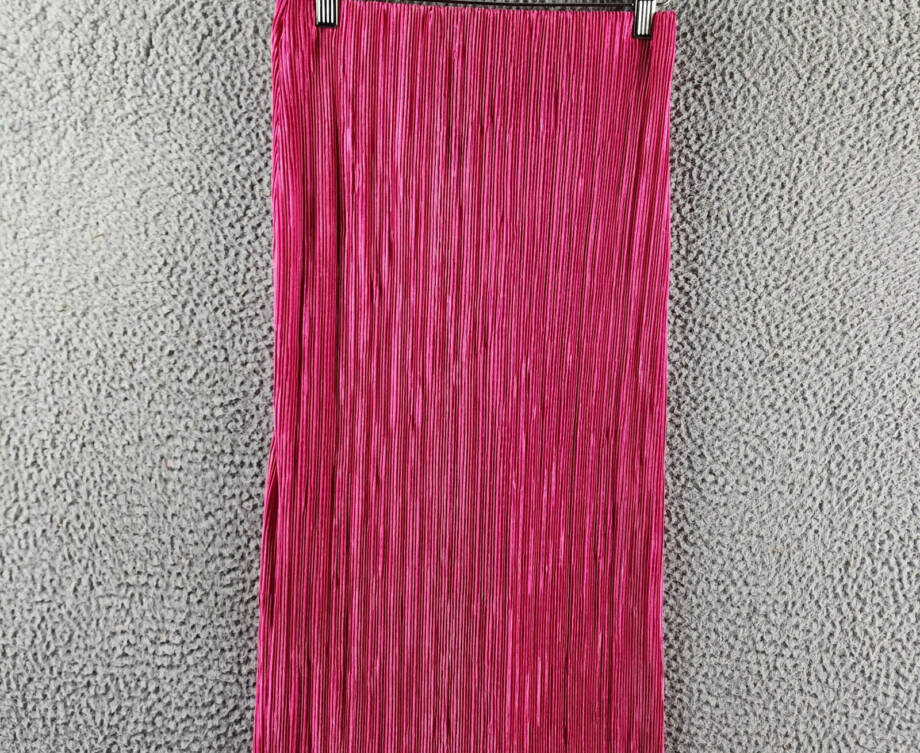 Renee C. Plisse Side Slit Maxi Skirt Women's S Pink Solid Elastic Waist Pull On